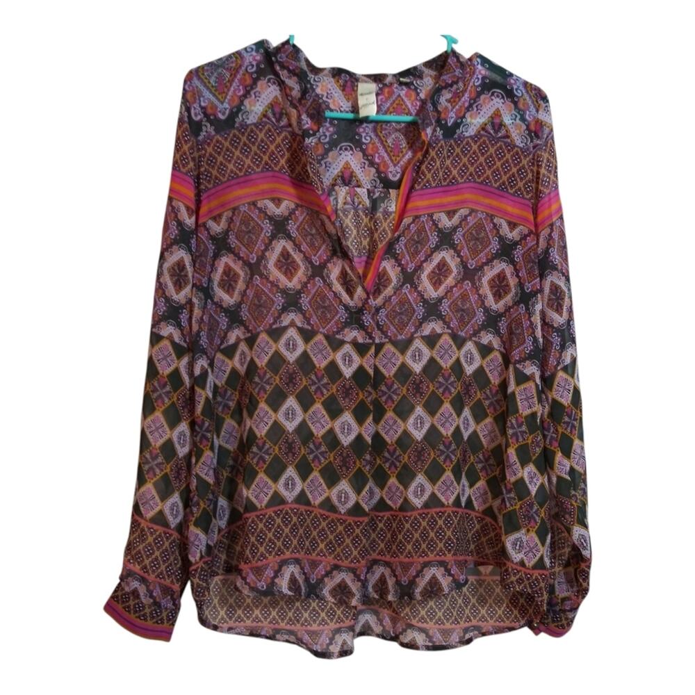 Anthropologie Konrad & Joseph Sheer Long Sleeve Boho Peasant Top Size Small